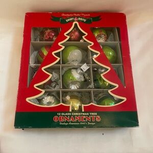 Christopher Radko Shiny Brite 12 Glass Christmas Tree Ornaments  2013 open box